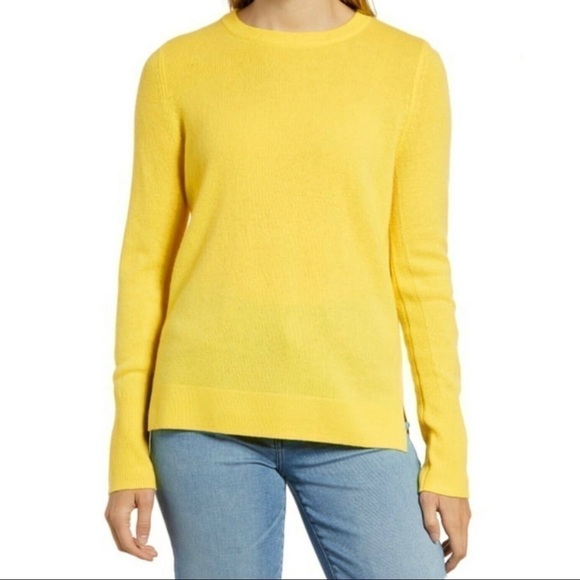 HALOGEN Women’s Yellow 100% Cashmere Crew Neck Sweater Size: 1 - Picture 2 of 8